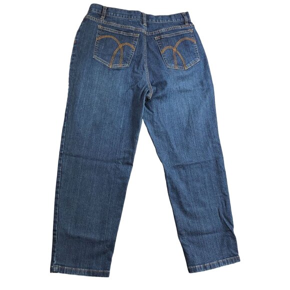 Liz Claiborne Jeans Classic Womens 12P Short Straight Leg Embroidery Medium Wash - Picture 3 of 16